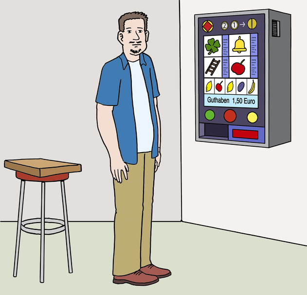 Mann und Spielautomat